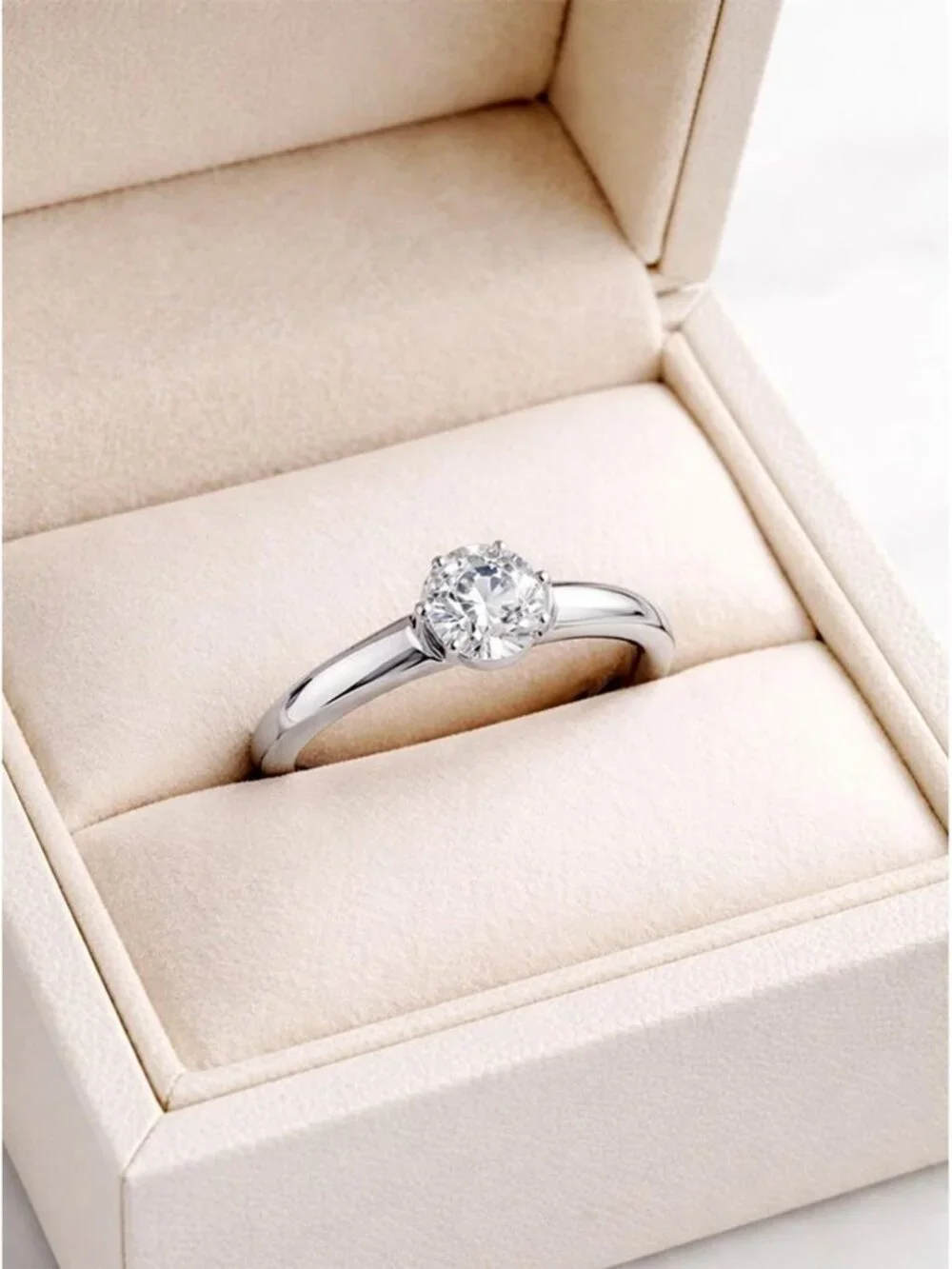 Created 1.70 Cts White Sapphire Ring Solid 14k White Gold